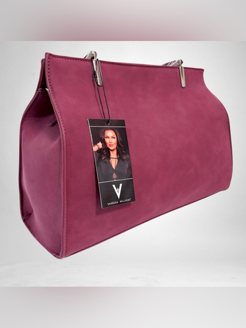 VANESSA WILLIAMS Merlot Suede Satchel Women Handbag/Shoulder Bag NWT - Picture 3 of 8